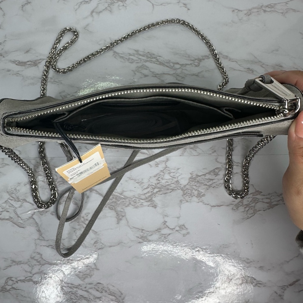 Rebecca Minkoff Avery Nubuck Suede Bag‎ Chain Crossbody | Dusty Blue - Picture 3 of 5